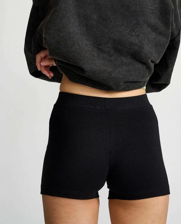Soft cotton rib cycling shorts black