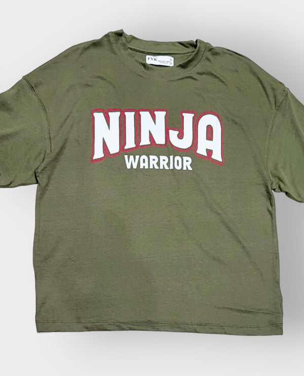 Ninja print oversized tee khaki