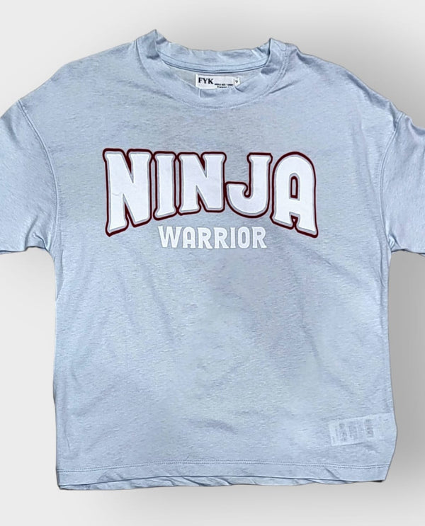 Ninja print oversized tee blue