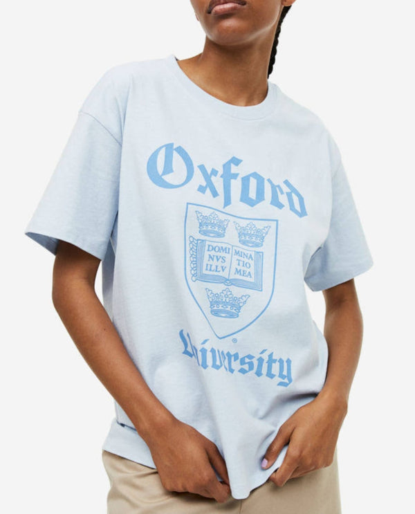 Oxford print loose tee