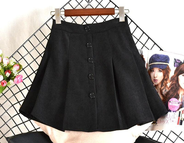 Buttonup pleated highwaist mini skirt black