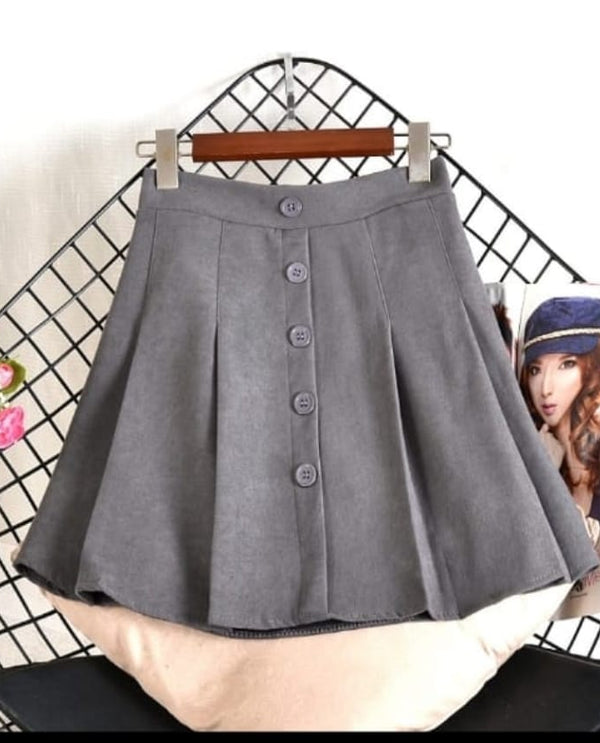 Buttonup pleated highwaist mini skirt grey