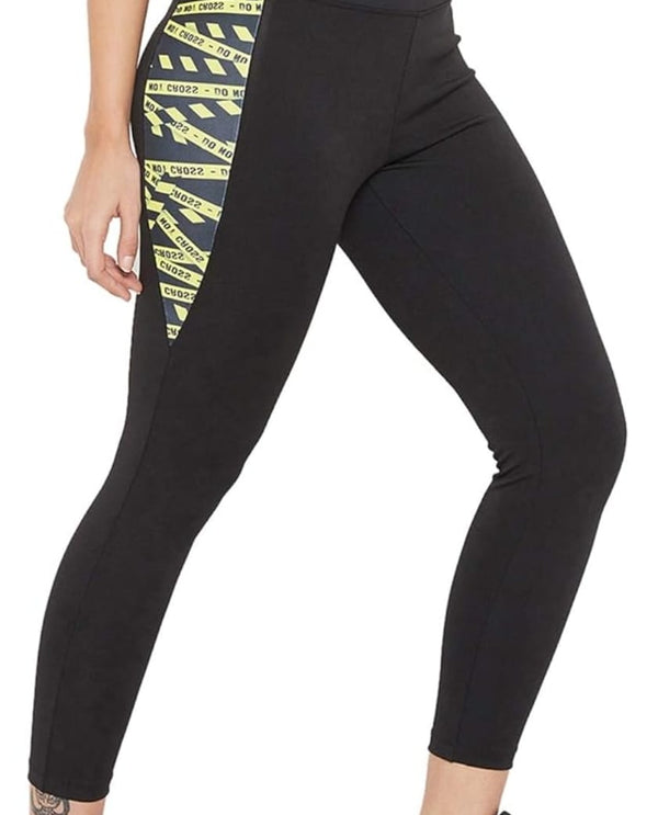 High waist dryfit active ankle length tights side tape pritn