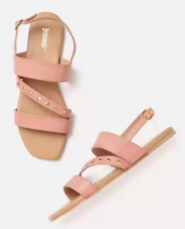 Open toe studded sandals pink