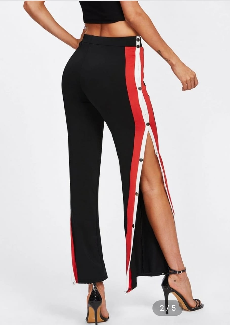 Side Button Wide Leg Pants Casual Tie Front Pants Spring - Temu