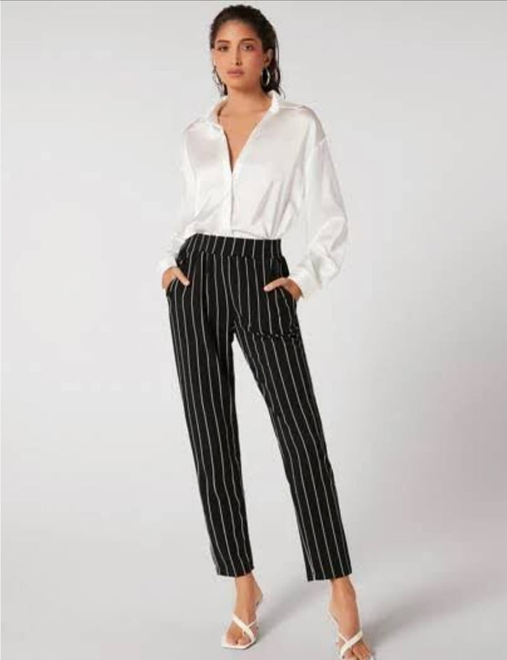 Shein Pants Womens Large Black Dress Trousers Slim Straight Front Split  Ladies | eBay