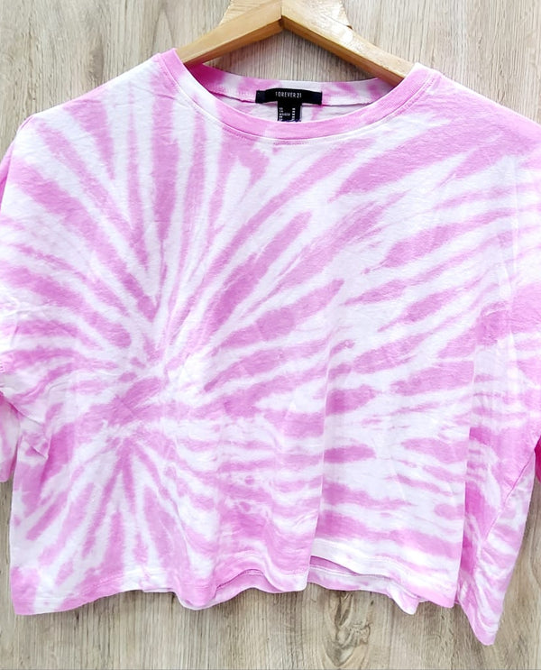 F21 tie dye cropp tee pink and white