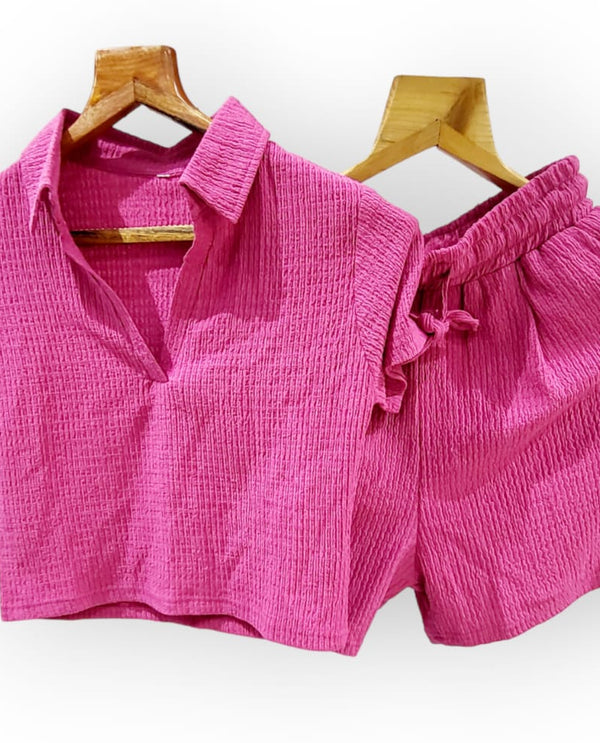 Polo tee and short set pink