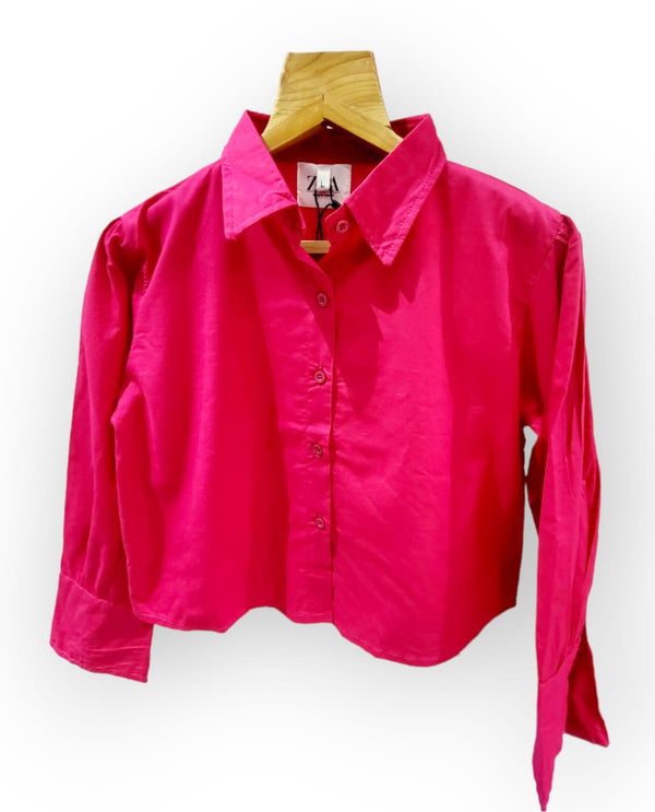 Pure cotton cropp shirt hot pink