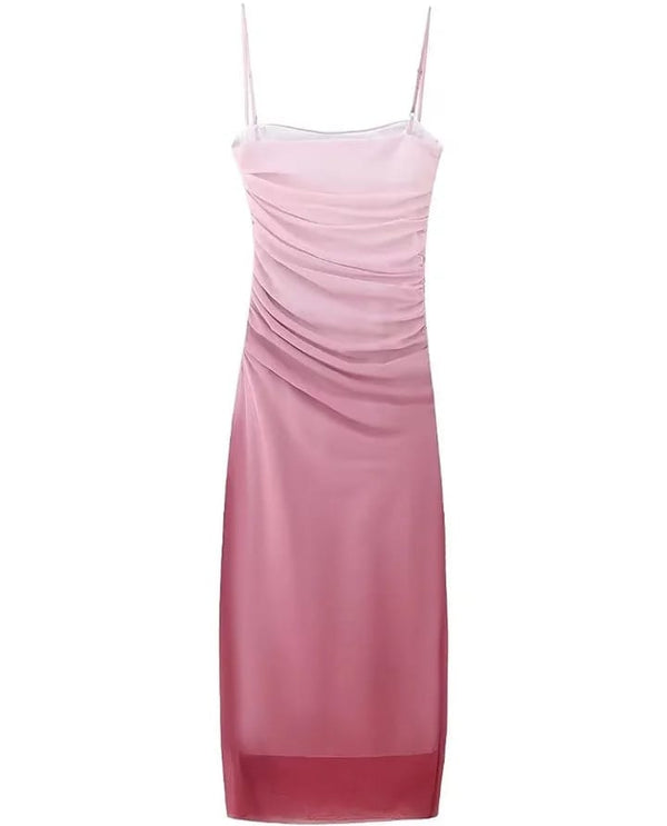 ZRA ombre mesh corset party cami dress pink