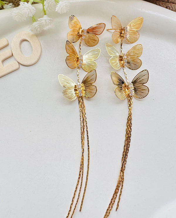 Rhinestone Butterflies earrings 11cm