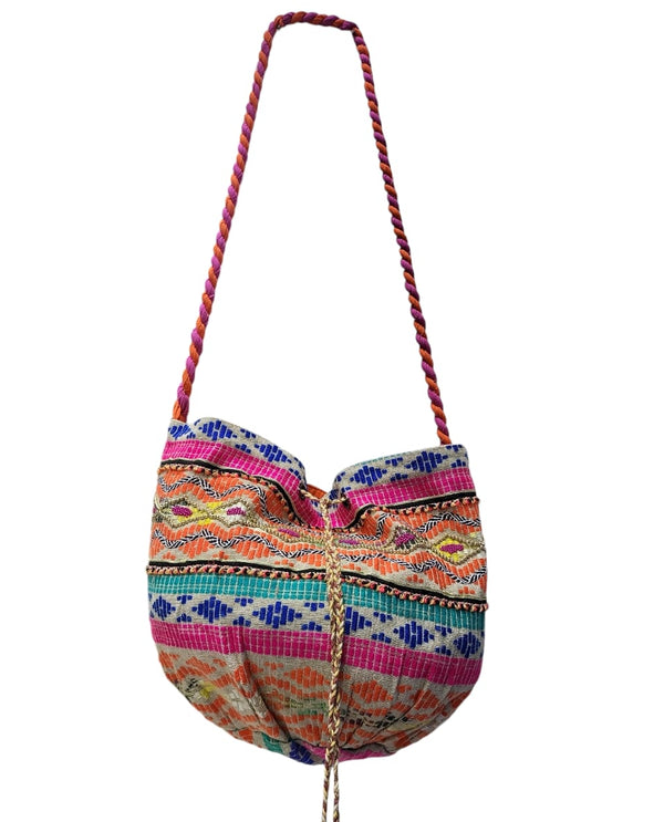 Handwoven multi color sling bag