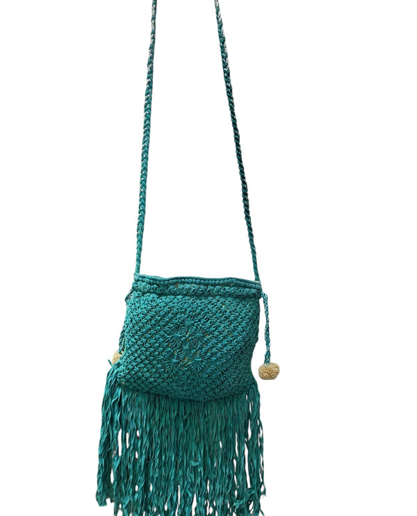 Turquoise Croatia fringe sling bag