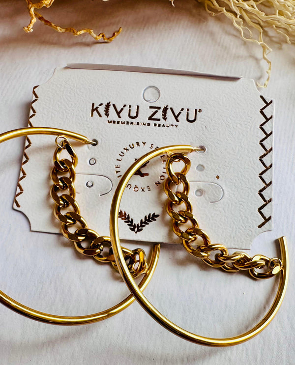 18K gold plated large chain hoops