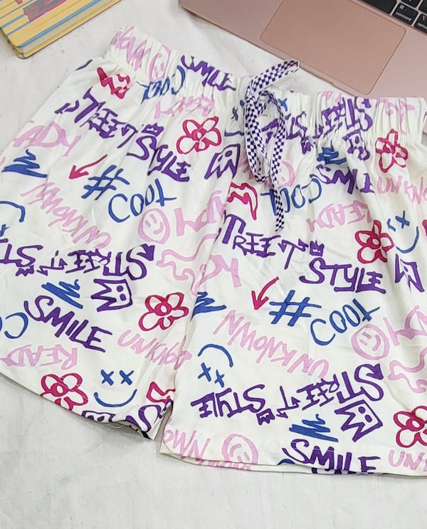 Night wear pj shorts multi alphabet