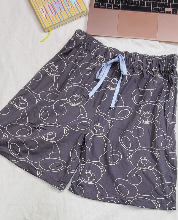 Night wear pj shorts grey teddy