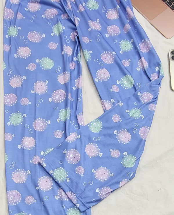 Night wear adjustable waist full pj pajama puffer fish