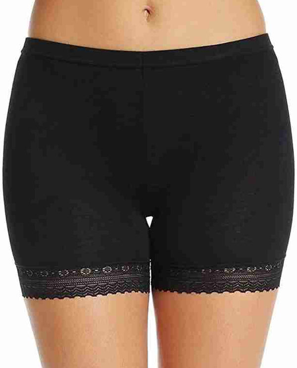 Lace detail viscose cycling shorts black