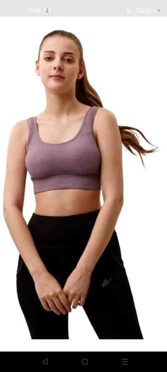 Self texture breathable sports bra dark purple