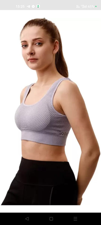 Self texture breathable sports bra purple