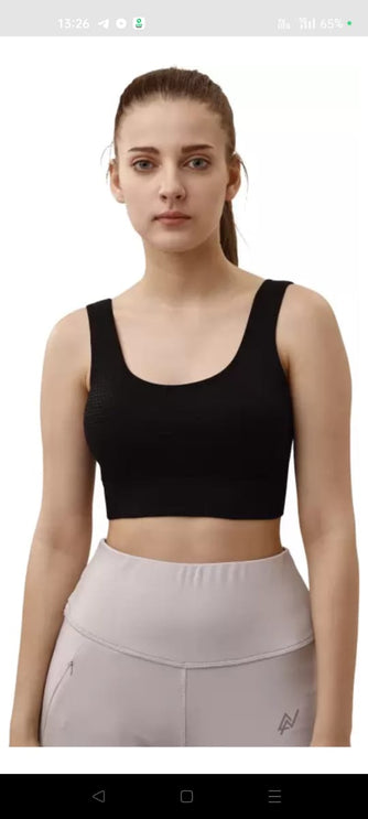 Self texture breathable sports bra black