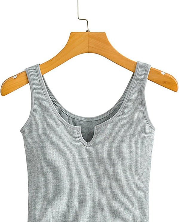 Seamless rib padded tank grey