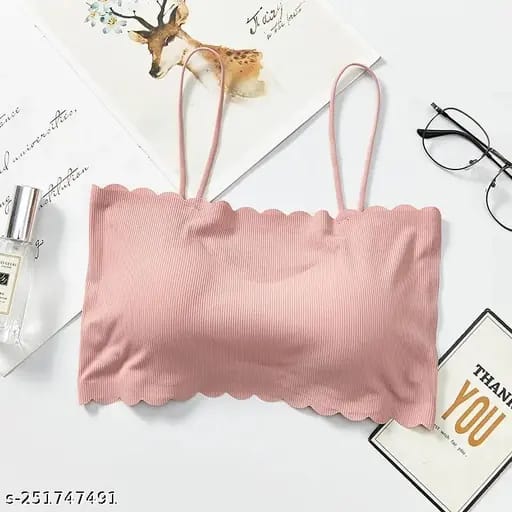 Scalloped details cami tube peach