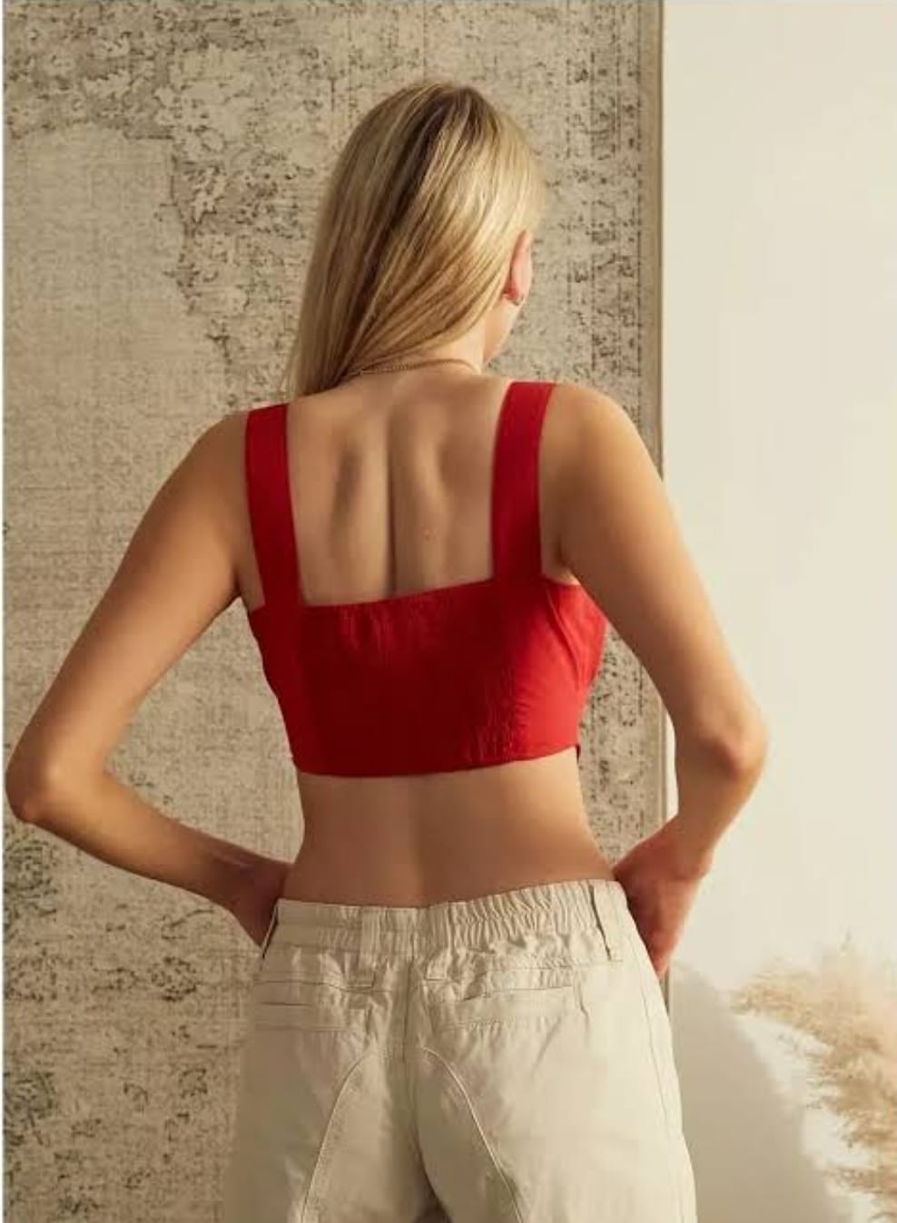 Femme Luxe tie strap corset top in red