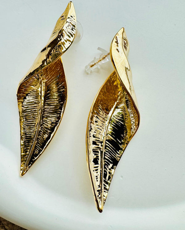 18K Gold Plated Daily wear CROWN TRIFARI LEAF earings