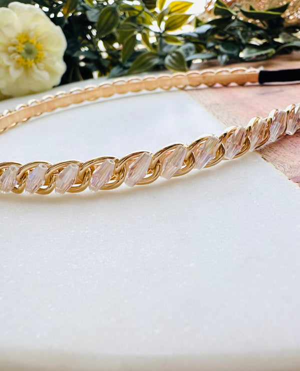 Chain Sequin Dainty Hair band White