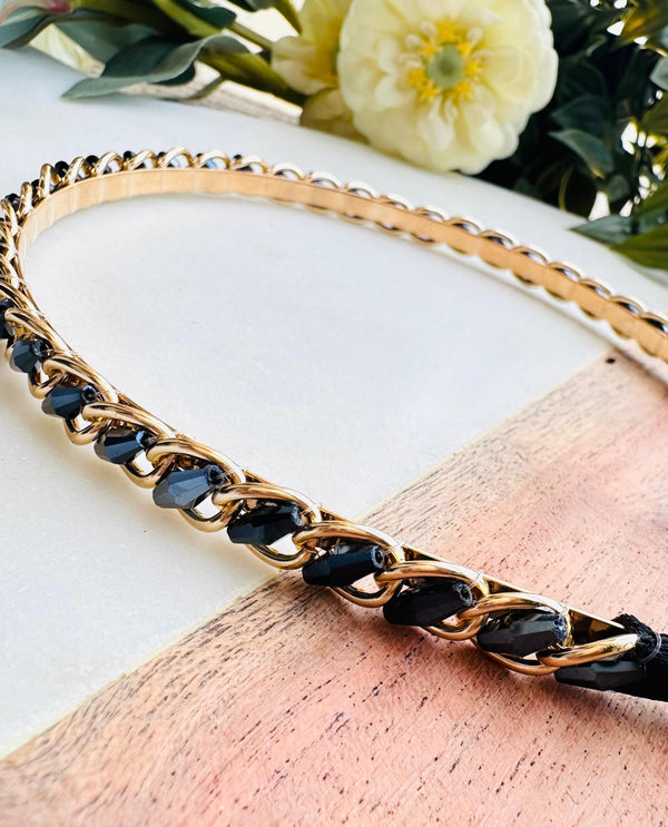 Chain Sequin Dainty Hair band Midnight Black