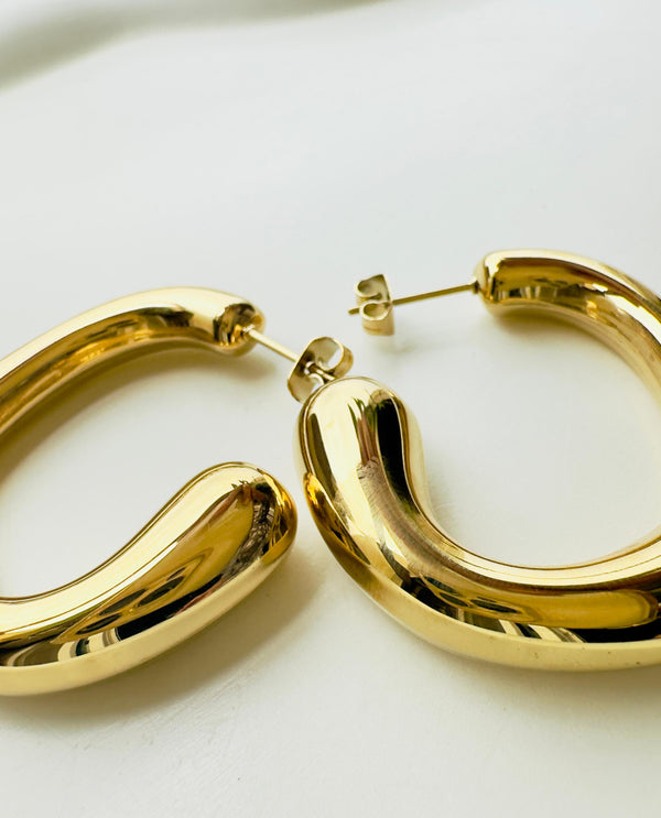 18K Gold Plated Daily wear big size LAVA hoops