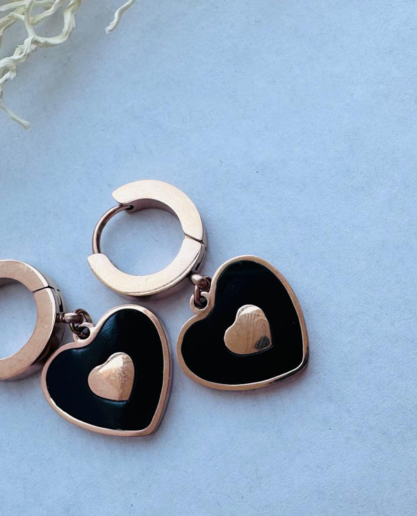 Deep drop heart plated earings