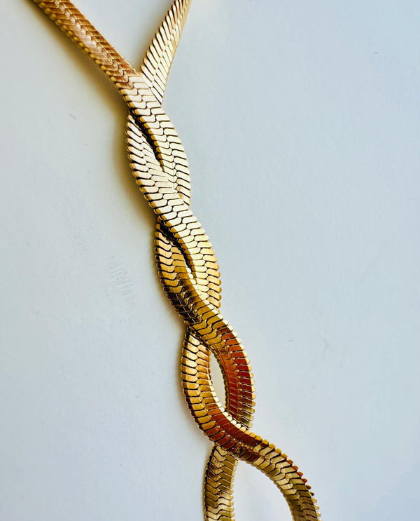 18k Gold plated Long knotted Viper Necklace