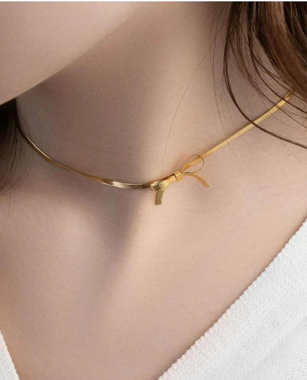 18K Gold plated Couquette Bow choker