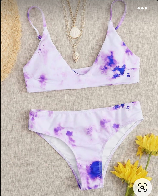 Tie dye cami bikini swimwear set