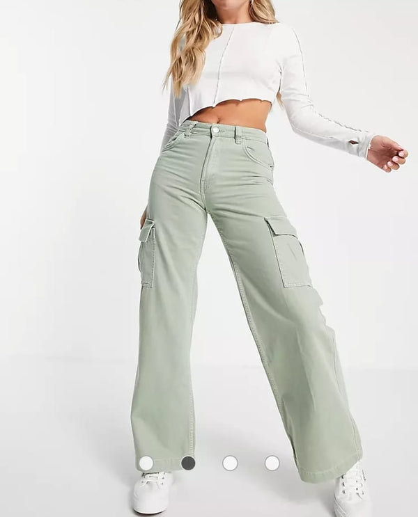 Highwaist Wide leg cargo denim